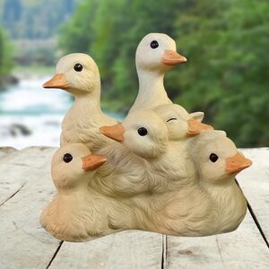 80s Masterpiece Porcelain Ducklings Figurine vintage Homco ducks goose kitsch go